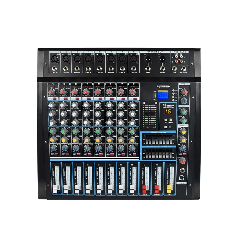 8 Channel KTV Amplifier Mixer Wireless Microphone All-in-one Machine Blueteeth Music Dj Controller/audio Console Mixers