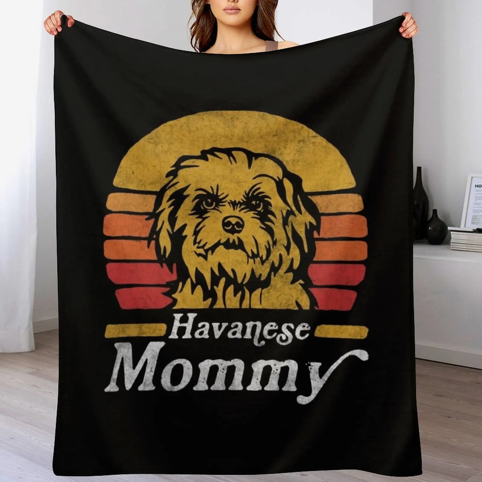 Retro Vintage Havanese Mommy Throw Blanket Soft Cute Soft Beds Luxury St Blankets