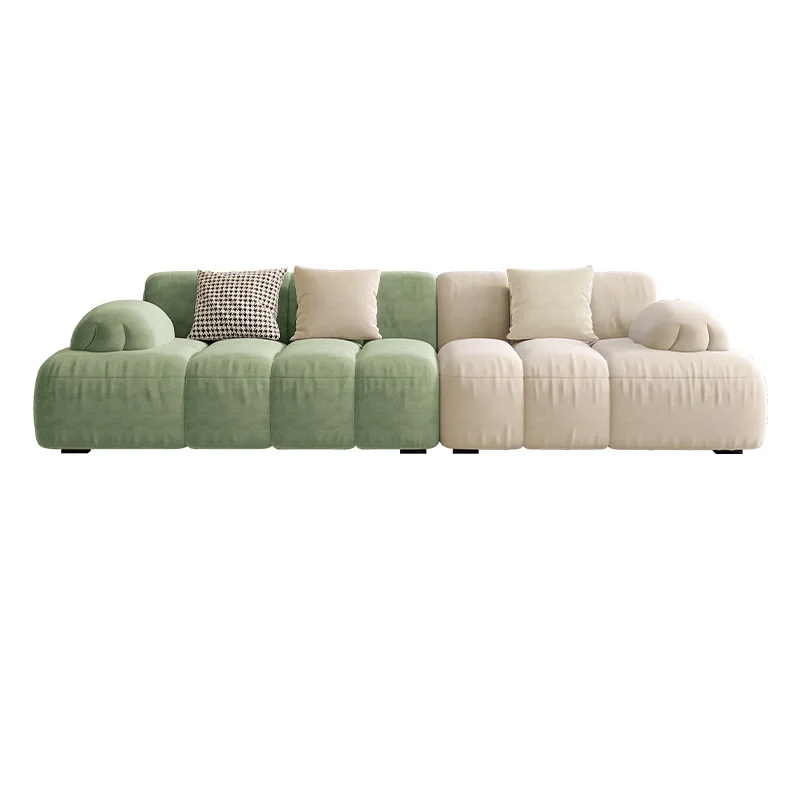 Modern simple living room cat scratching fabric sofa small apartment cat claw cloth three-person color matching Italian sofa
