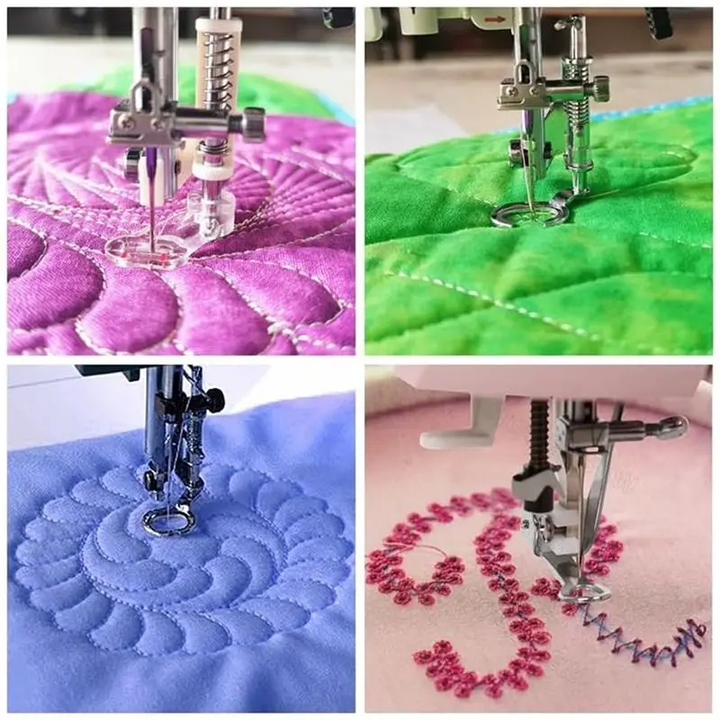 A80I 4PCS Large Metal Darning/Free Motion Presser Foot Set For Low Shank Singer, Brother, Janome& More Sewing Machines
