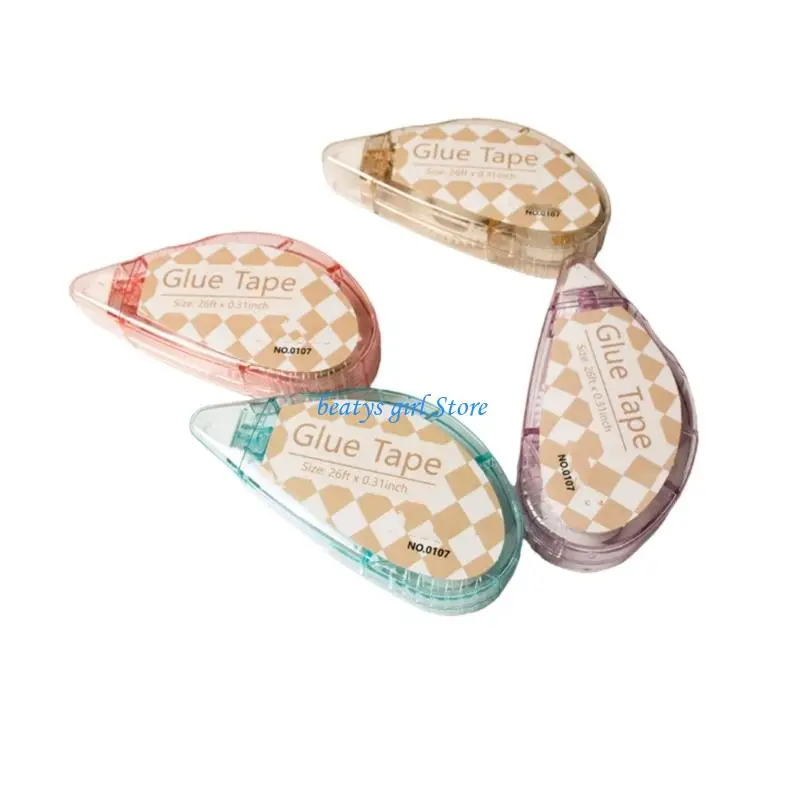 

C7AB 4шт 8ммX8M Прозрачная клейкая роликовая переставляемая двухсторонняя клейкая лента