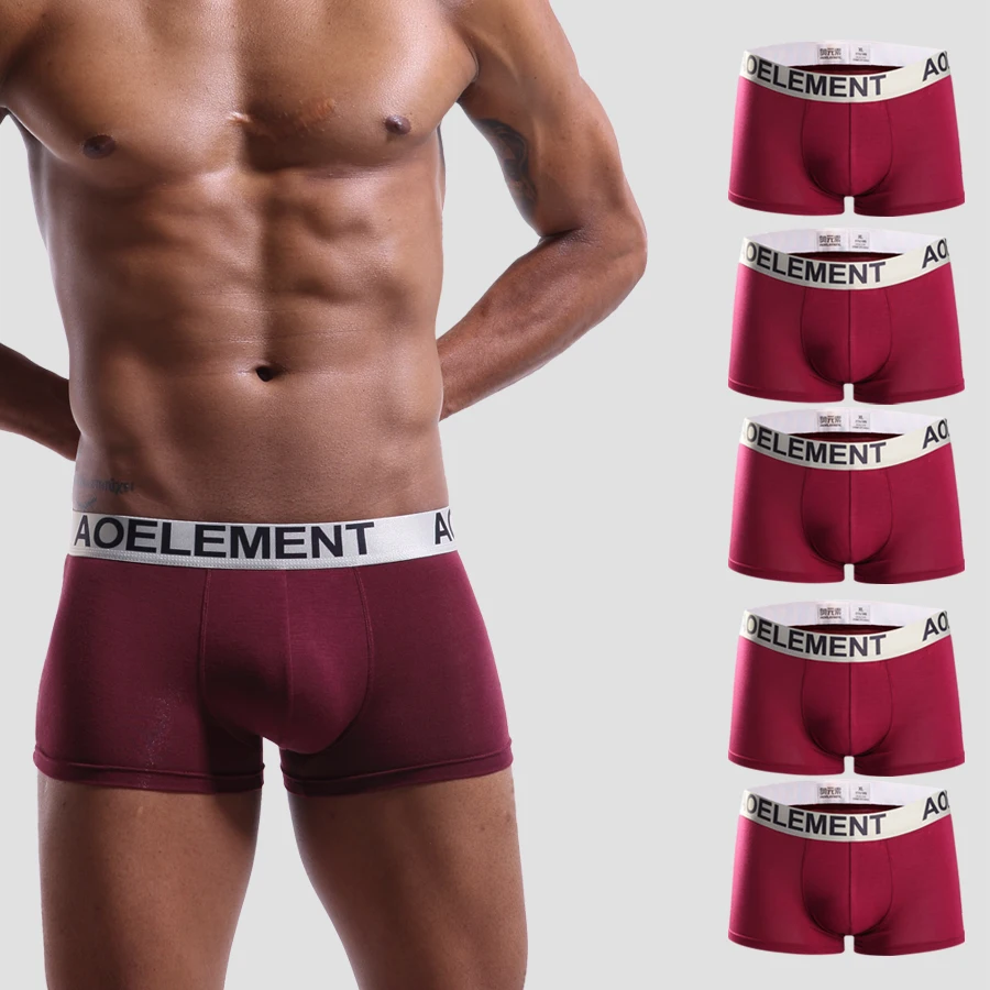 

5PCS Men's briefs: Thin and breathable, spring/summer boxers, comfortable, solid color mid-rise boxers, boys' youth bottoms