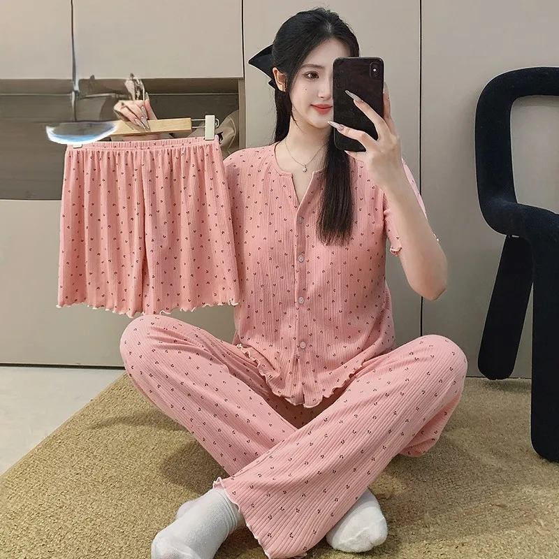 

Pajama Sets Extra Plus Women Velvet Bronze Animal Thermal Elastic Band V Neck Short Sleeve Ankle Length Fall Girls Loungewear OL