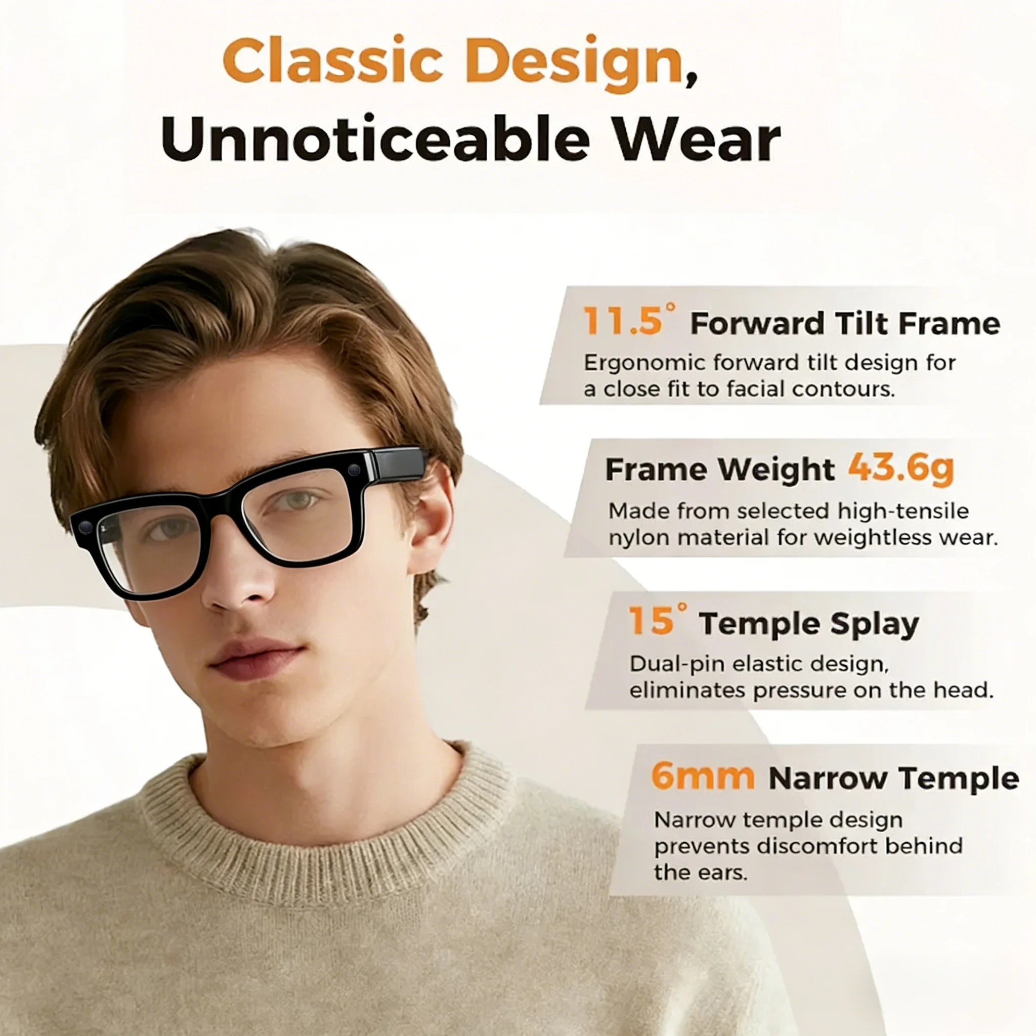 M02 AI Smart Glasses 8MP Camera Video Recording 100+Languages Translation Sunglasses Bluetooth Call Music Play with Charging Box