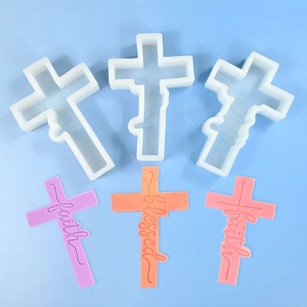 Silicone Cross Sculpture Mold Non-Stick Detailed Texture Plaster Ornament Mold Reusable Easy Release Aroma Candle Mold Halloween