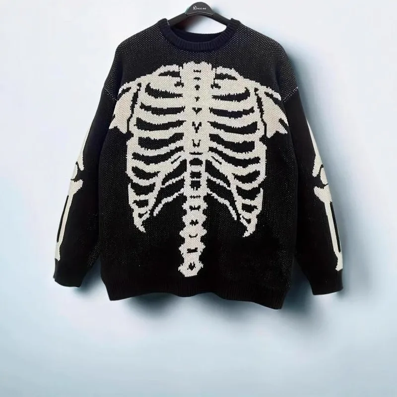 

Contrasting Skeleton Jacquard Sweater in Autumn and Winter Halloween Sweater