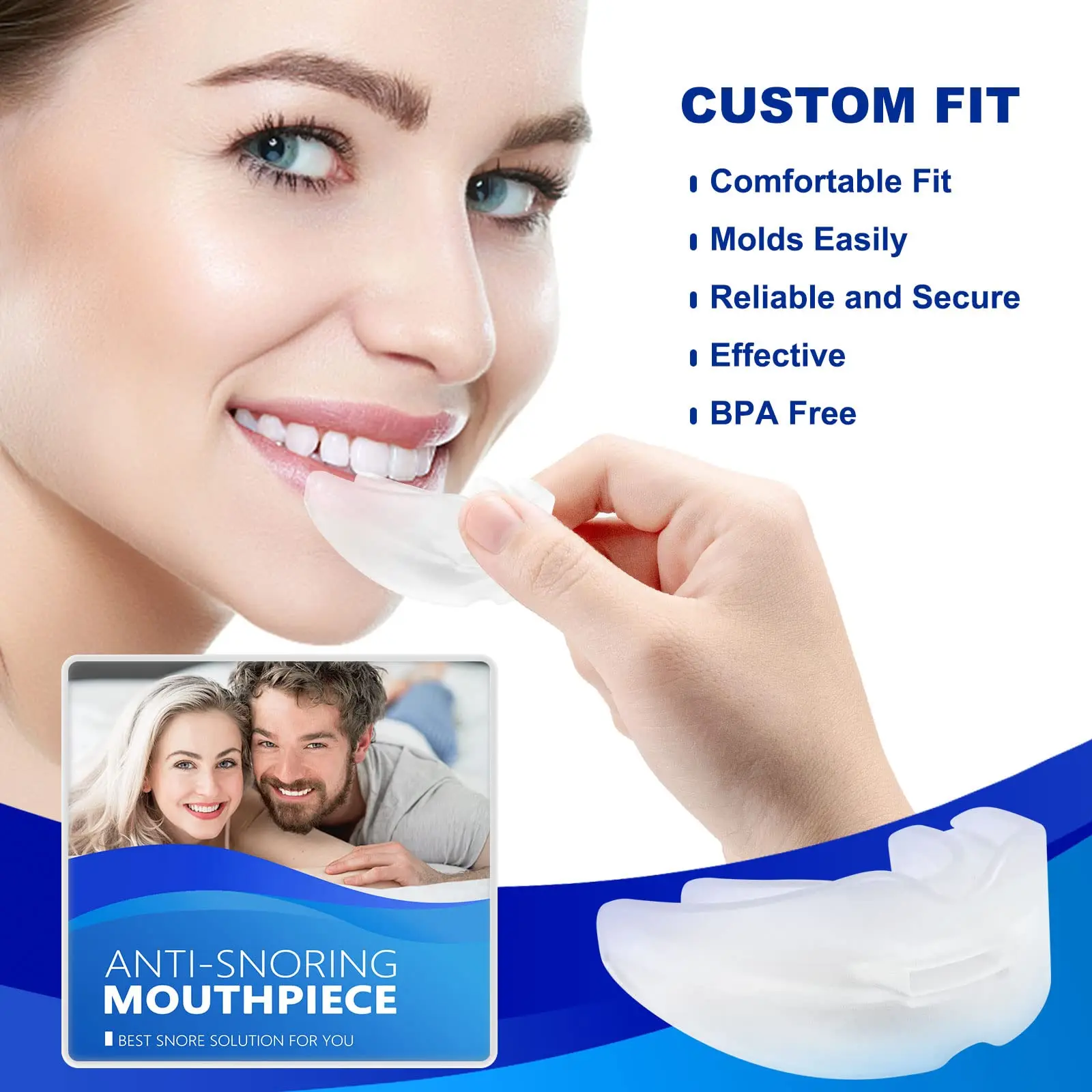 1/2/3/4/5 pcs Anti Snoring Device, Anti Snoring Mouthpiece Device Mouth Guard - Effective Anti Snore Solution for Men and Women