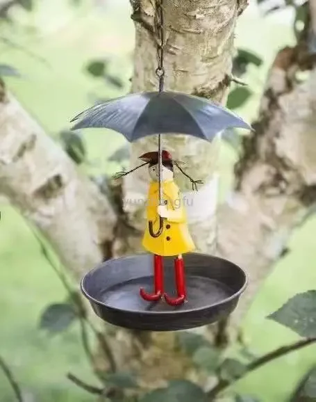 Little Girl with Umbrella Metal Outdoor Courtyard Feeder