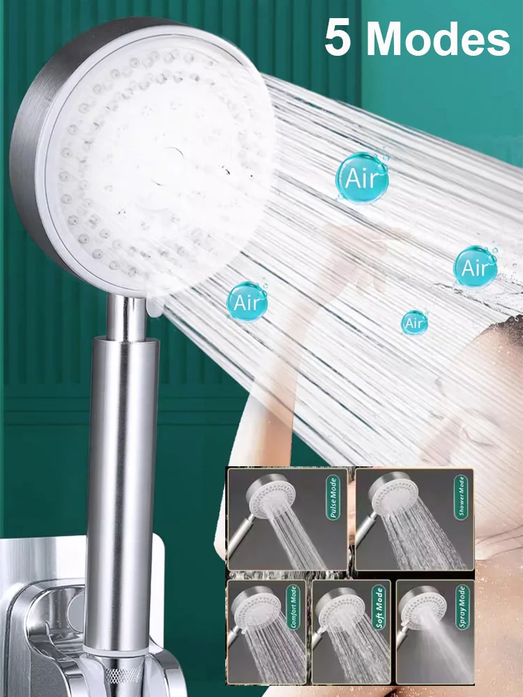 ارتفاع ضغط الفولاذ المقاوم للصدأ دش رئيس 5 طرق قابل للتعديل يده دش الأمطار متعددة الوظائف سبا دش للحمام #5
