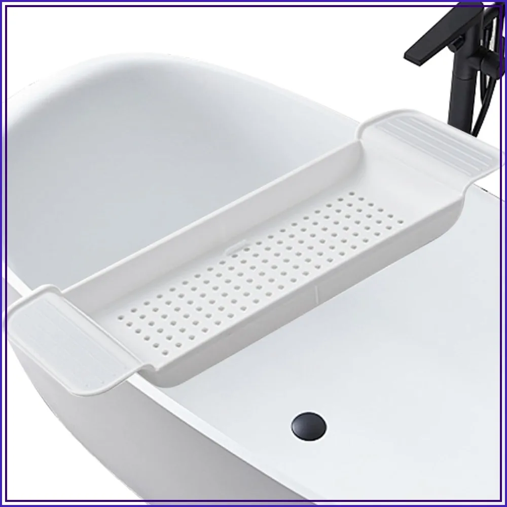 

Stretchable Bath Tub Tray, Strong Load-Bearing Plastic, Anti-Slip Bathtub Caddy Tray - White
