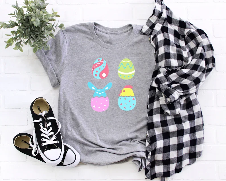 Easter Egg Shirt Happy Easter Fashion Cotton O Neck T-shirt Casual Shirt Short Sleeve Top Tees Streetwear Unisex Drop shipping