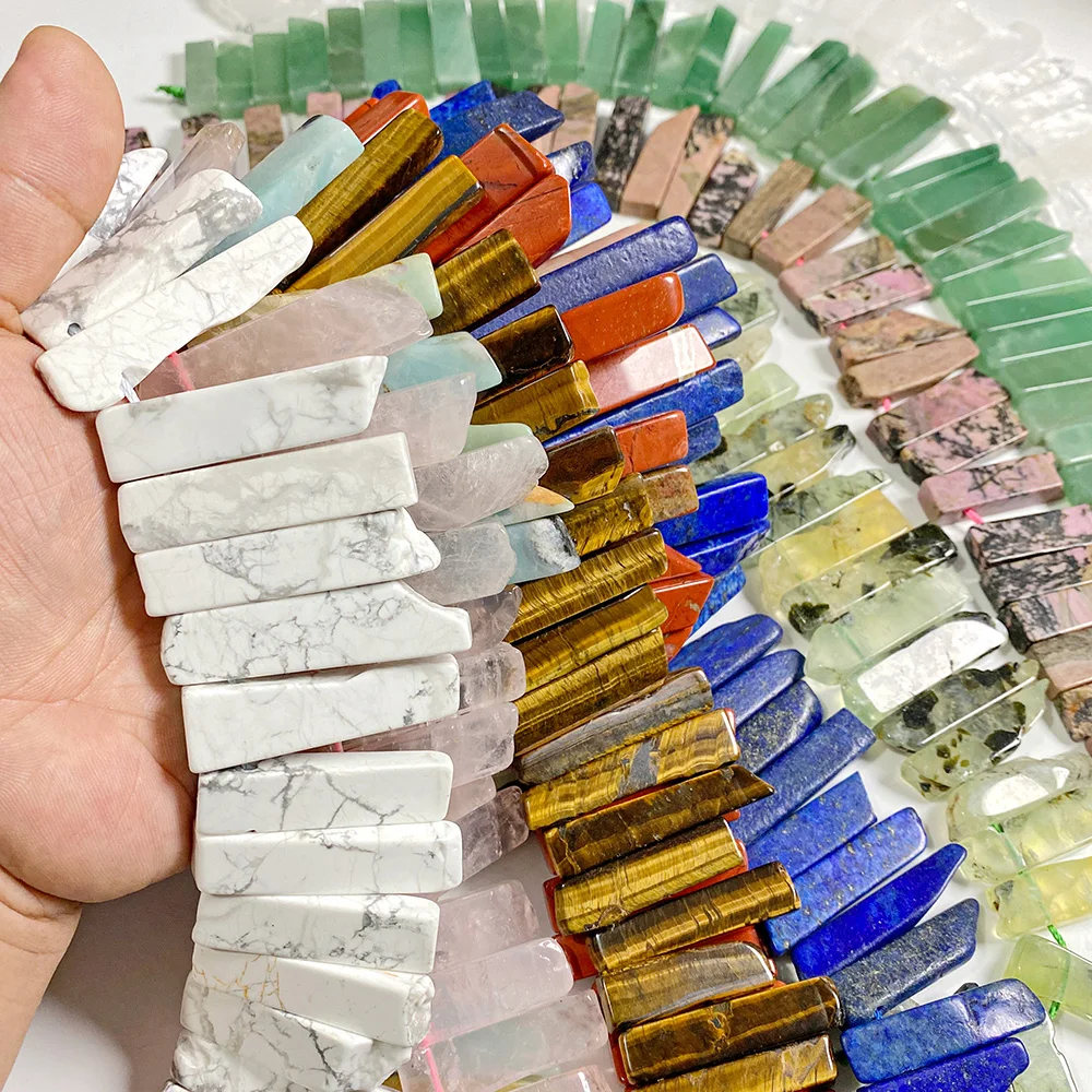 Top Drilled Pendant Gem Slice Accessories Natural Crystal Quartz Agates Lapis Howlite Point Beads Stick Making Necklace Hairband