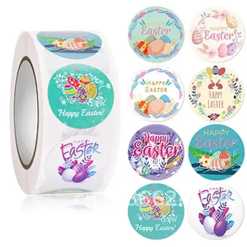 

500pcs Happy Easter 2.5cm Gift Sealing Stickers Seal Label Sticker Scrapbook Sticker Easter Party Kids Gift Bag Decorations Tags