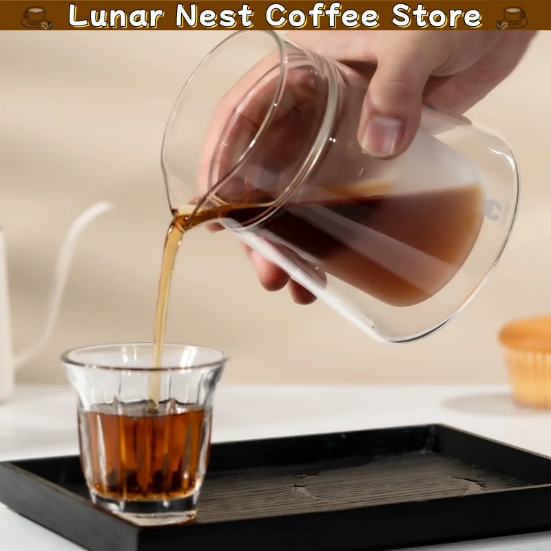 Codale Double Wall Borosilicate Glass Coffee Server Heat Resistant Hand Drip Coffee Pot With Scale For Home Office Coffee Making