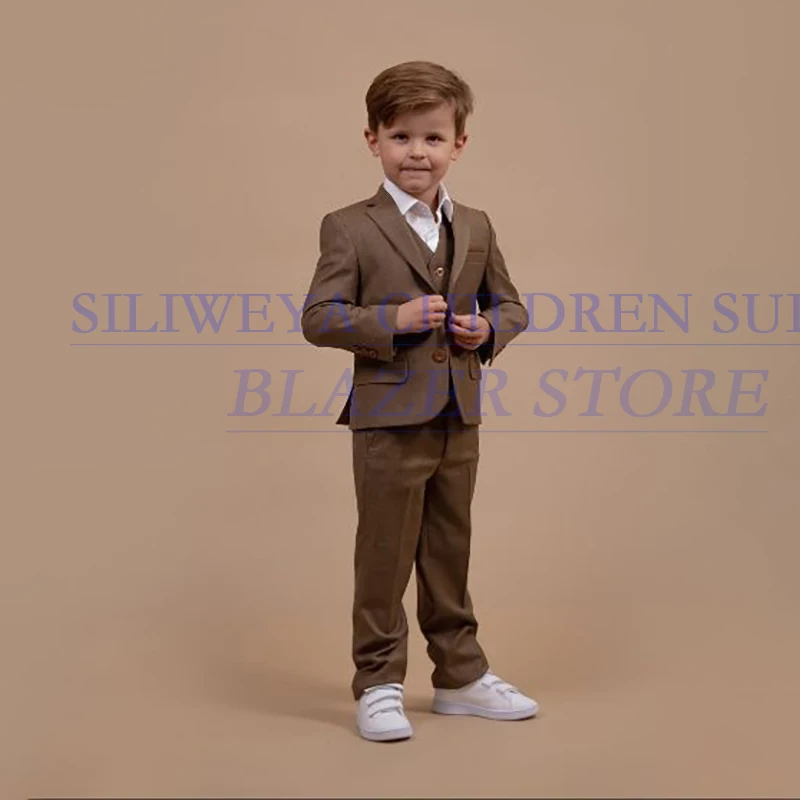 

Luxury Boy's Suits High Quality Single Breasted Notch Lapel Slim Fit 3 Piece Jacket Pants Vest High Quality Single Breasted Sets