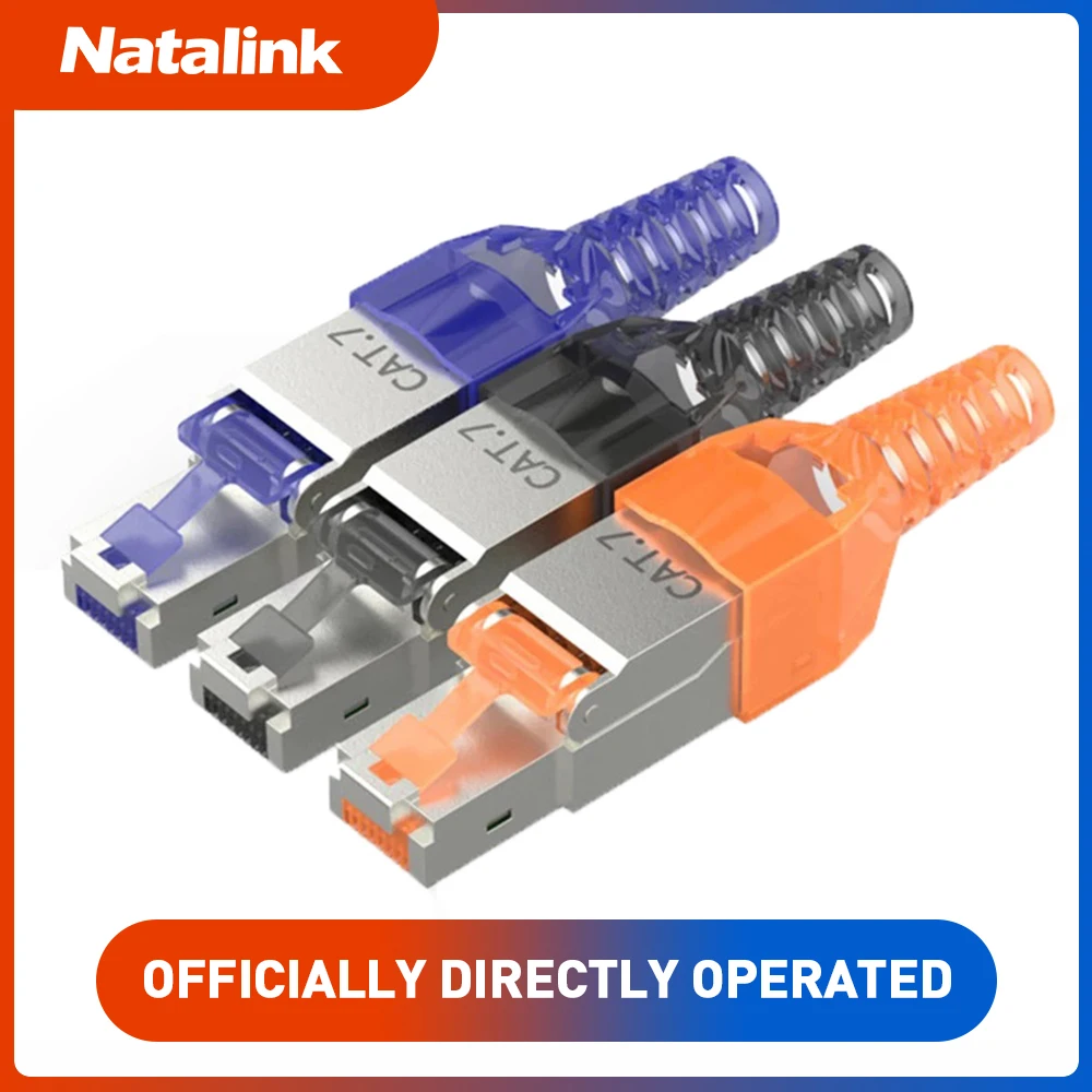 Natalink RJ45 CAT8 Cat7 CAT6A Connector Tool-Free RJ45 Termination Toolless Plug Reusable Shielded for Ethernet Cables 10Gbps