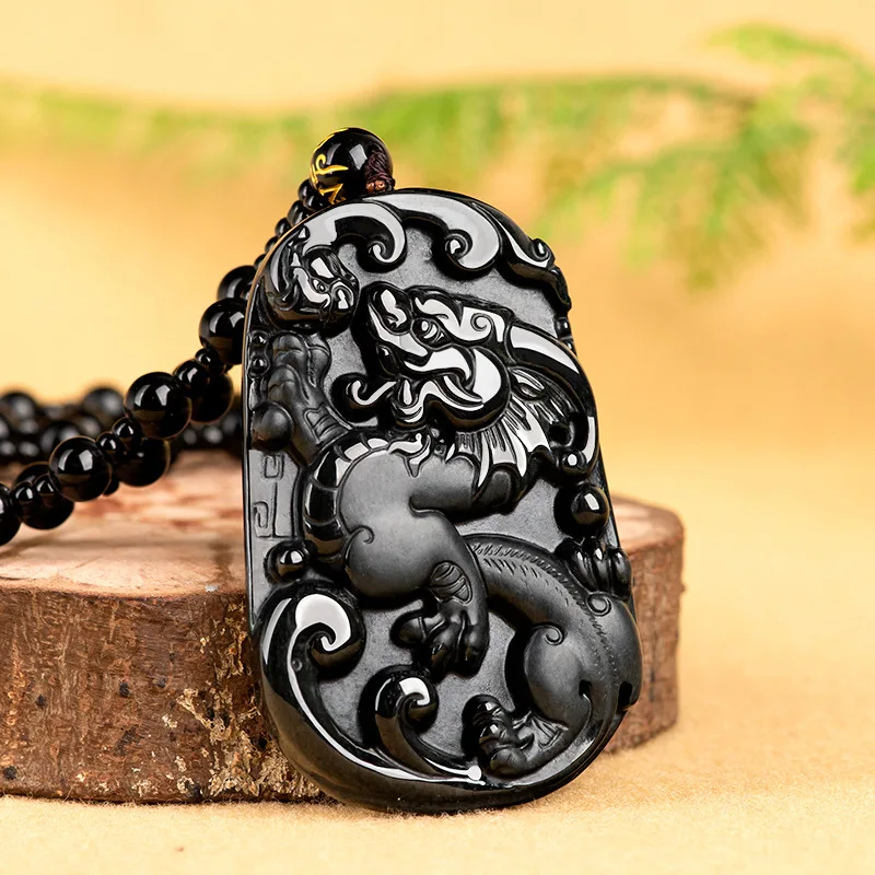 Hot Selling / Hand-carve Jade Mo Cui Domineering Jiaolong Necklace Pendant Fashion Jewelry Men Women Luck Gifts