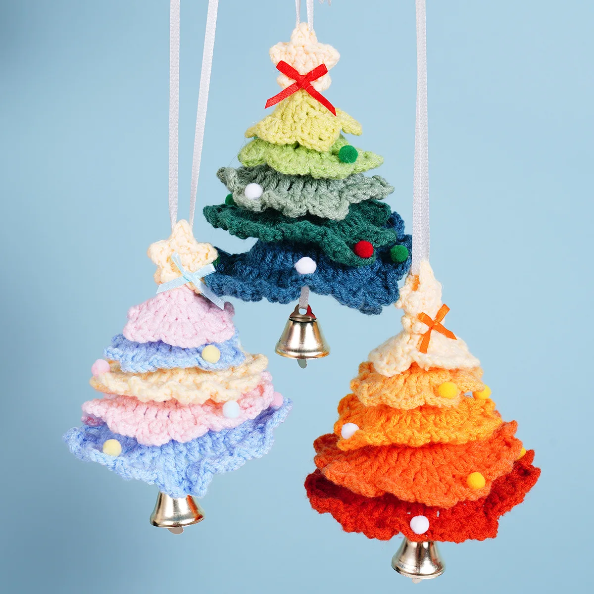 

Christmas tree bells Hand-crochet wool flower cotton fake flower knitting DIY gifts Holiday gifts Home decor accessories