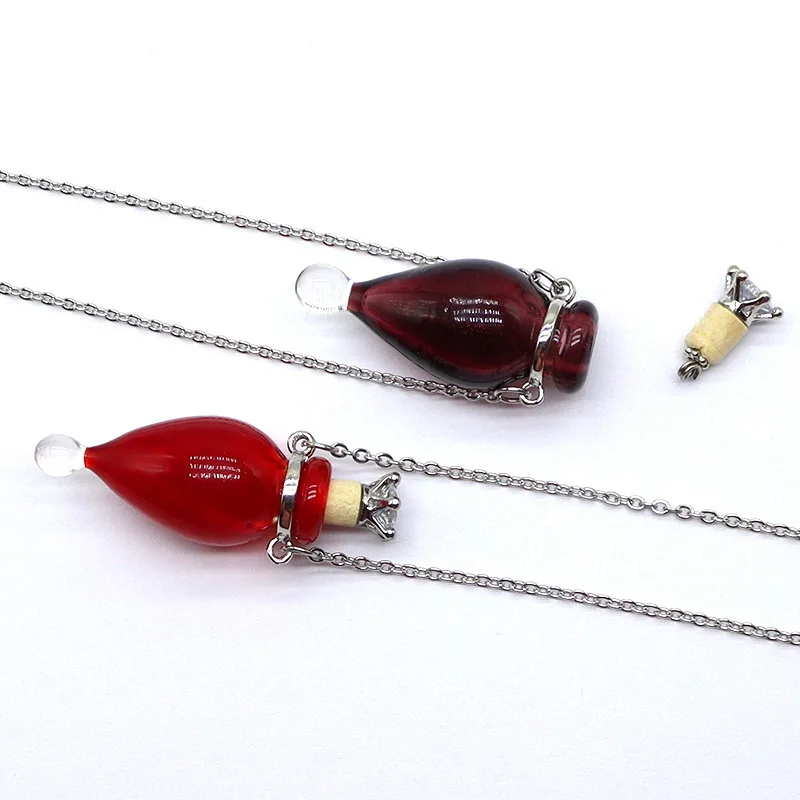 Water Drop Perfume Essential Oil Bottle Colored Glass Pendants DIY Fashion Women's Wishing Bottle Fragrance Expanding Necklace image 4