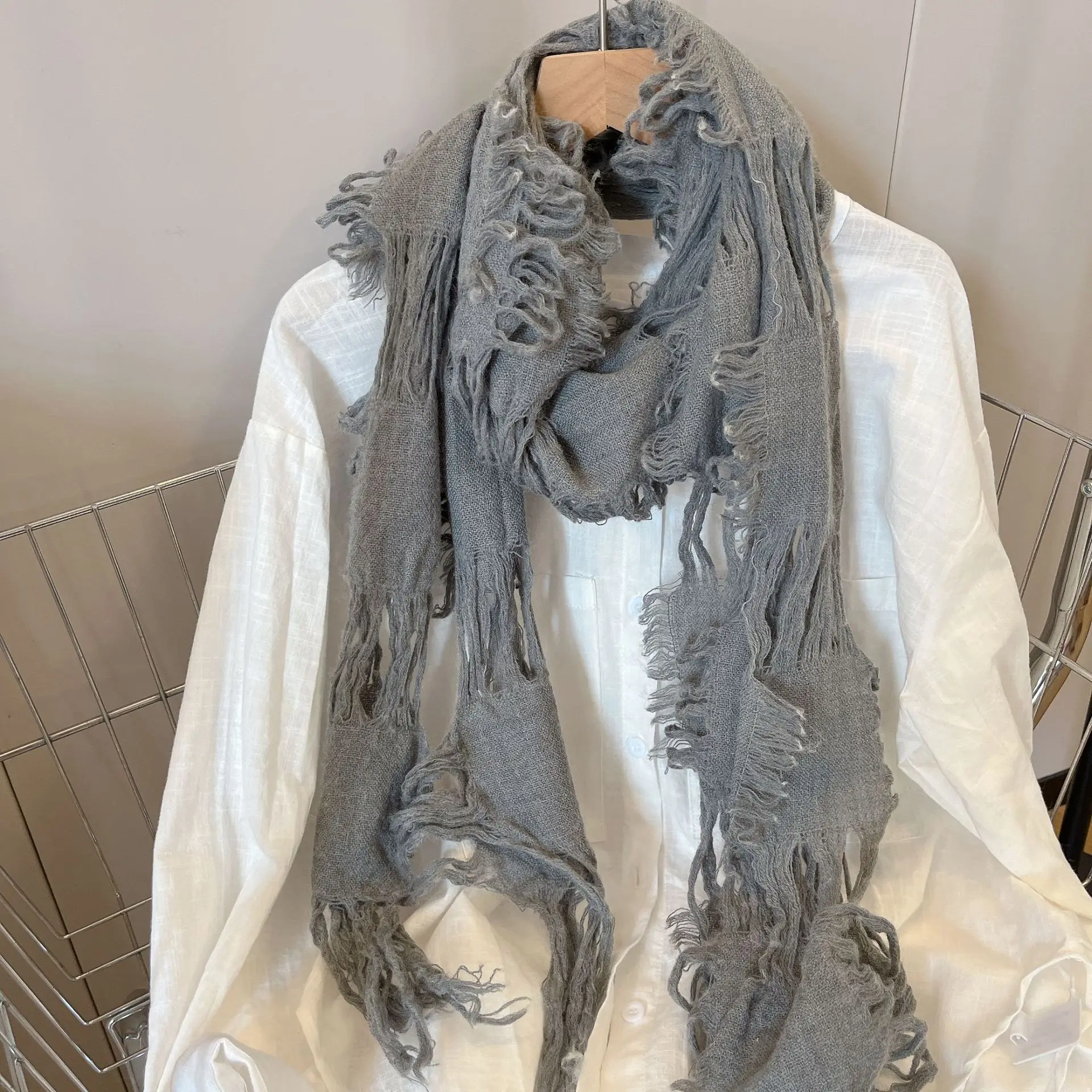 وشاح شتوي وشاح ريترو قابل للتنفس وشاح من الصوف دافئ للرجال أثناء السفر في الحضرية