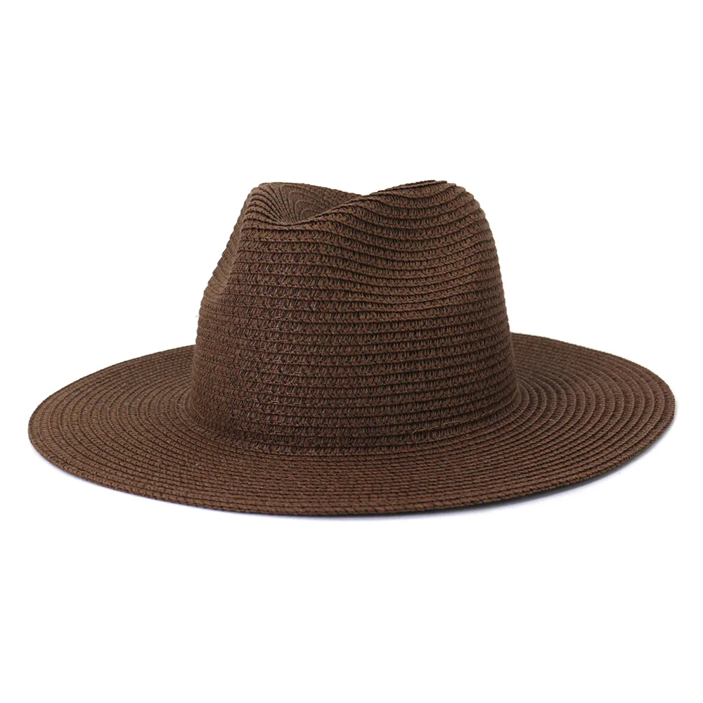 Summer Cowboy Panama Straw Hats For Men Women Lady Wide Brim Sombrero Solid Jazz Hat Travel Beach Sun Cap Hat