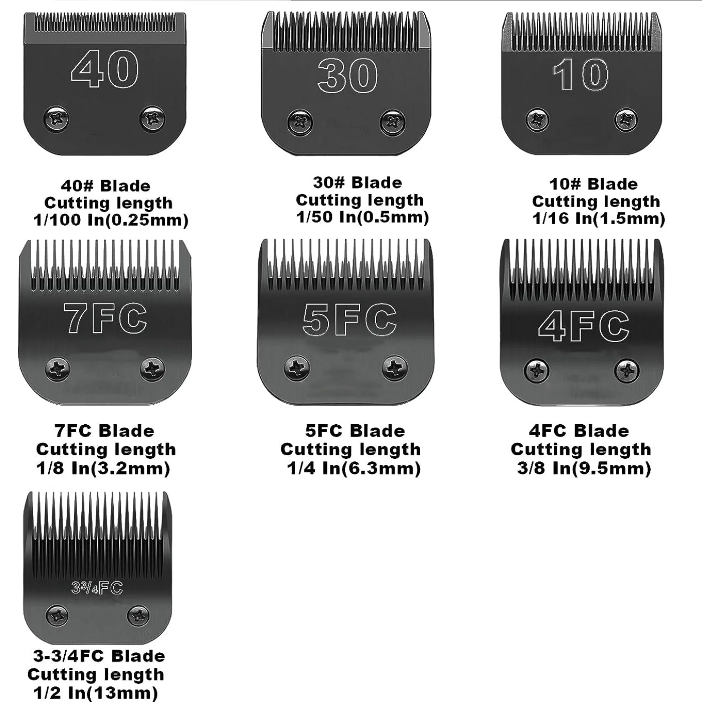 4FC#5FC#7FC#10#15# Black Blade Dog Grooming,Detachable Pet Clipper Blade,  Made of Stainless Steel Blade Compatible