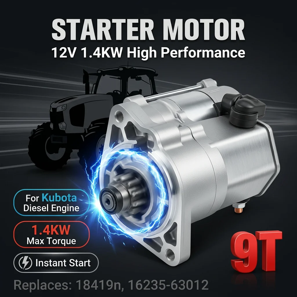 Стартер двигателя для двигателей Kubota D1005, D1005E, D1105, D722, D902, V1505, BX2200, BX2200D, BX2230, RTV 900, G1800, 16285-63010, k7571-61811