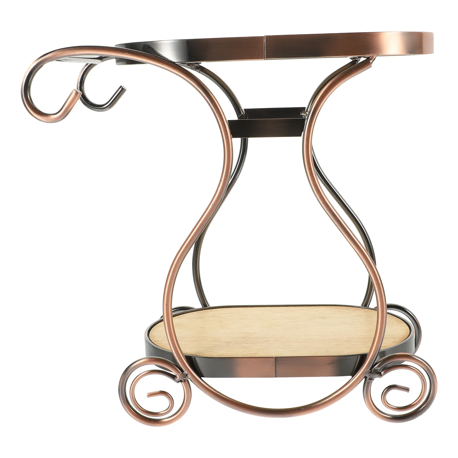 Cup Storage Rack Iron Wood Double Layer Coffee Mug Organizer Desktop Decorative Holder for Kitchen Cup Storage Rack