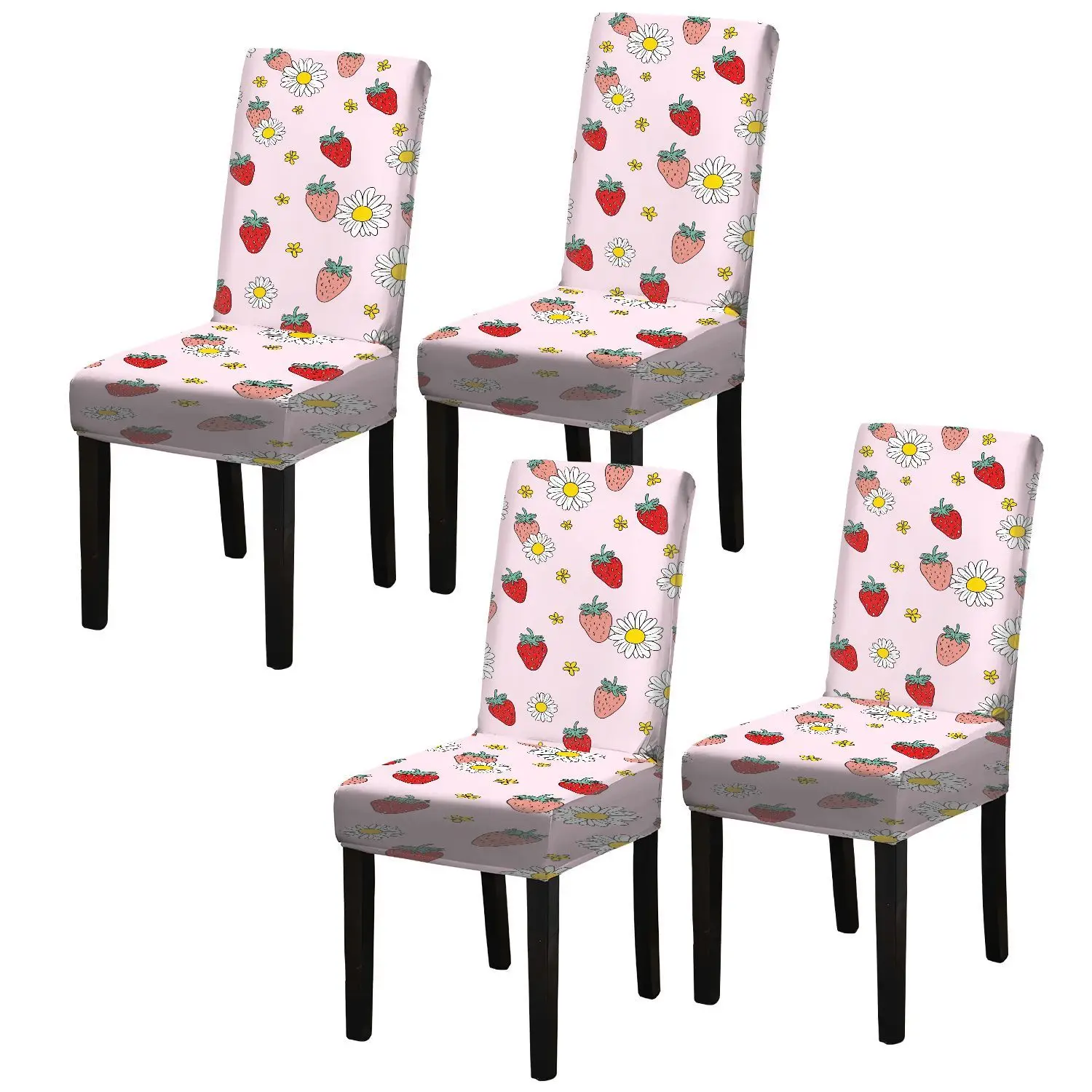 Elastic printed dining chair cover, removable and washable scratch-resistant chair cover, cute fruit animal pattern