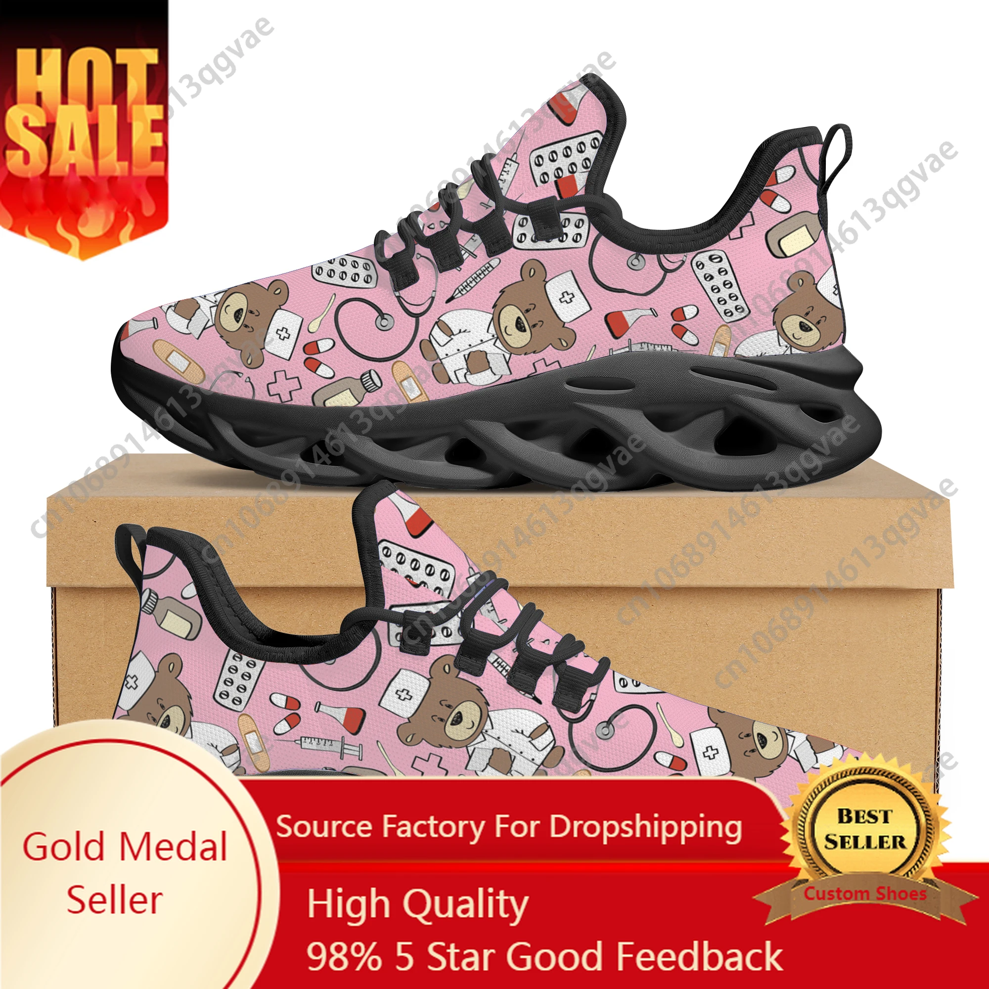 

Pink Cartoon Doctor Nurse Shoes For Women Female Flats Shoes Running Sneakers Light Mesh Ladies Footwear Chaussure Femme