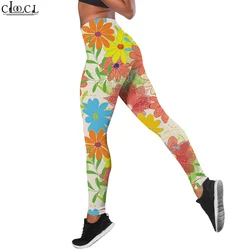 CLOOCL Leggings Women Workout Seamless Yoga Pants Fashion Harajuku Colorful Floral Printing High Waist Slim Fitting Tights