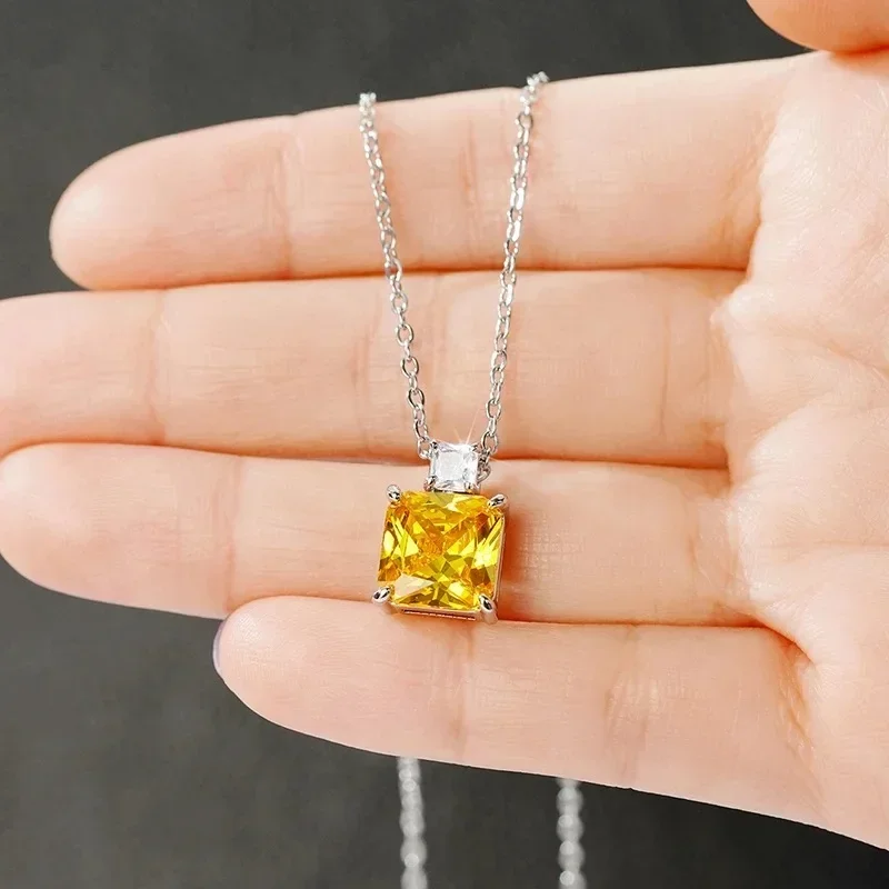 2026 Yellow Zircon Attends Banquet, Dazzling Necklace, Fashionable Temperament, Elegant Personality, and Accessories for Women