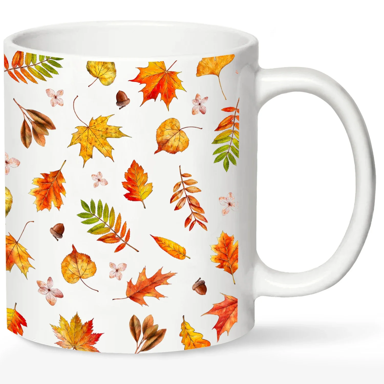 Best Gifts for Women and Men, Leaves & Flowers Coffee Mug, 320ML White Ceramic Coffee Mug, Halloween Gifts, Novelty Unique Mug