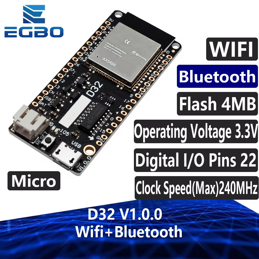 EGBO For LOLIN D32 V1.0.0 - Wifi+Bluetooth Board Based ESP-32 Esp32 ESP-W-32 4MB FLASH For Arduino MicroPython Compatible