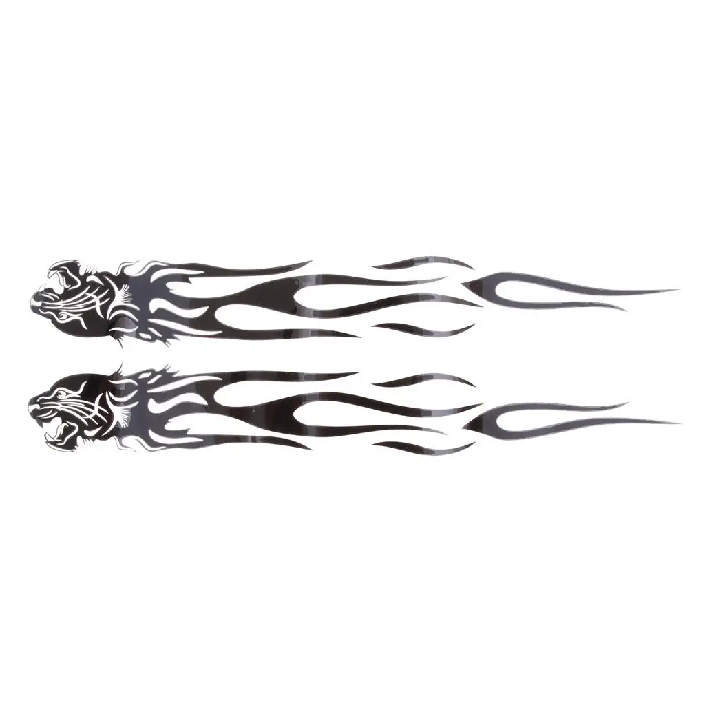 Black White Flame Skull Graphic Sticker PETG Vinyl for 250cc Motorcycle Fuel Tank Modification