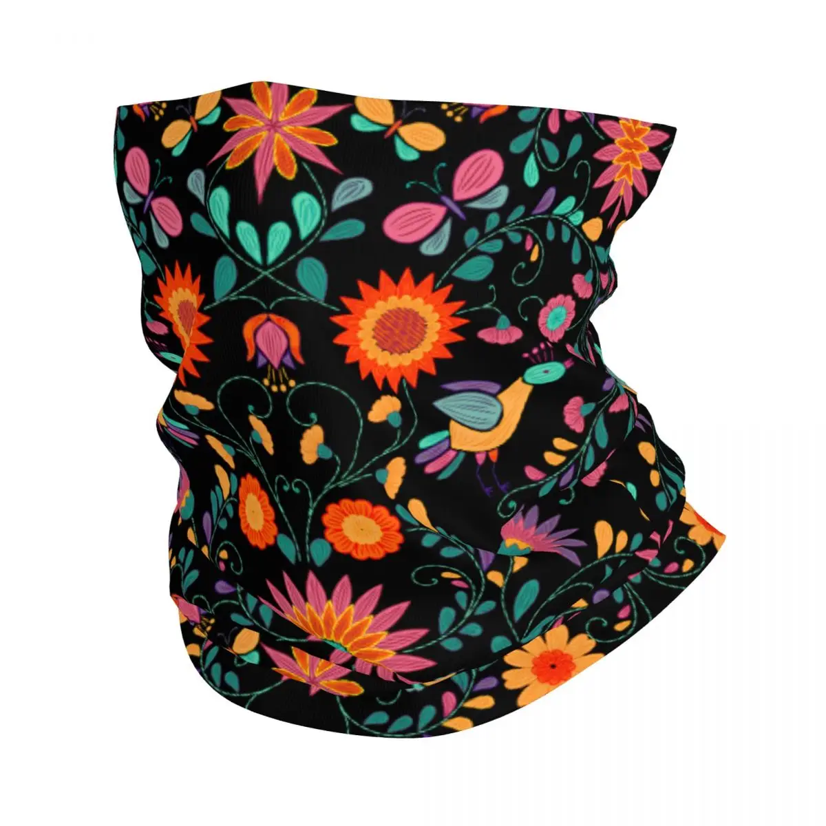 Colorful And Ornate Ethnic Pattern Thin Bandana Neck Gaiter Mexican Floral Wrap Scarf Headband Neck Cover