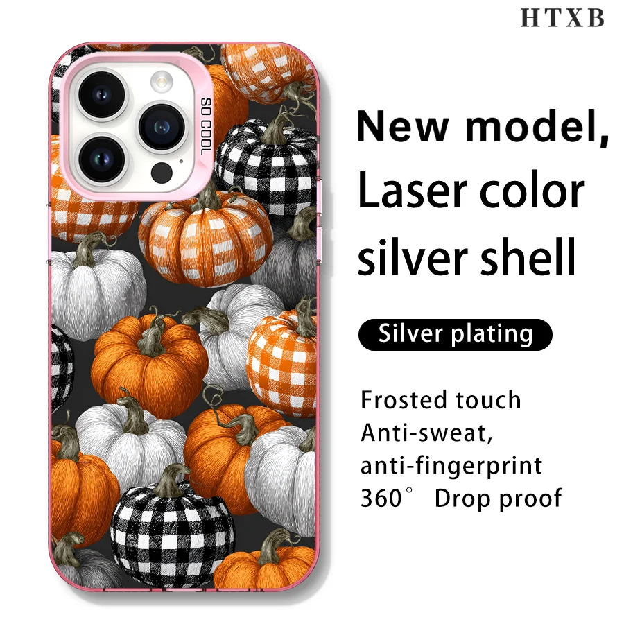 컬러풀 체크 무늬 호박 아이폰 케이스 (아이폰 17 ~ 11 프로 맥스 플러스)