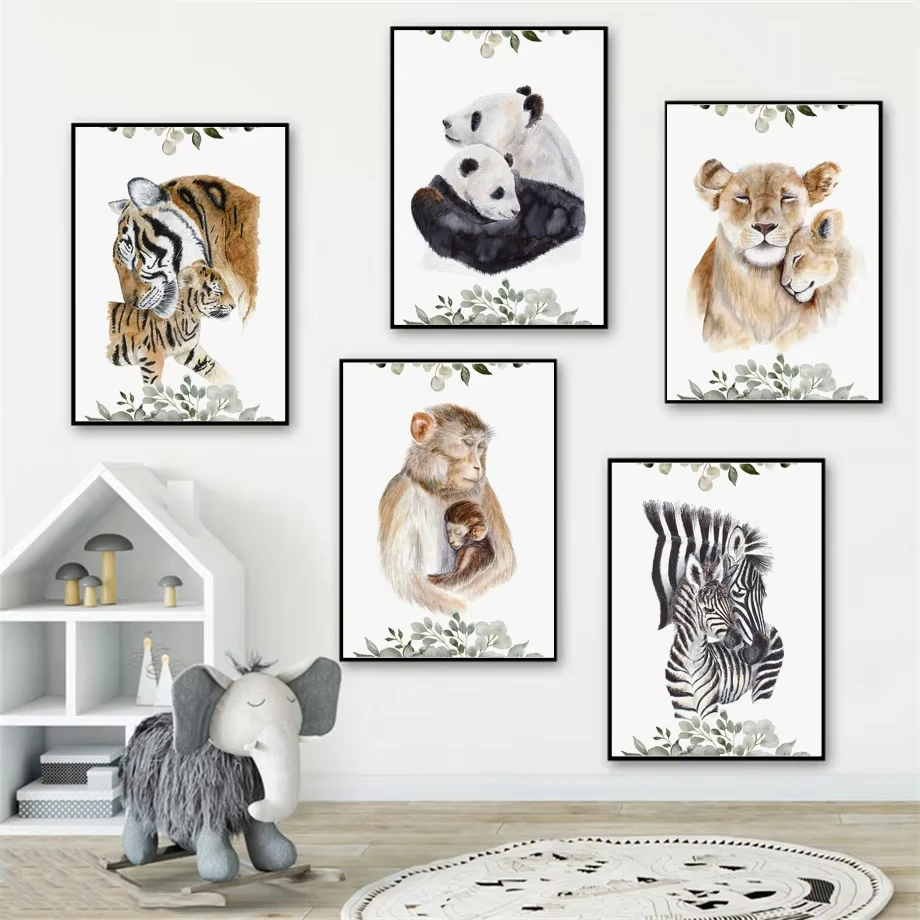 Nordic Animal Posters for Moms and Kids Frameless Canvas Wall Art Featuring Wildlife for Parents and Children Nursery Decor