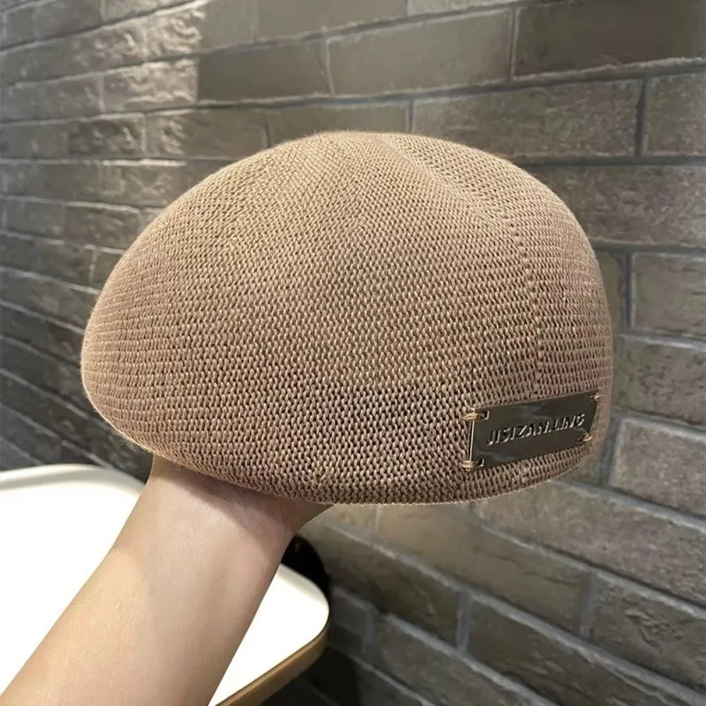 Mesh Structured Women's Berets Hat Fashion Accessory Collection Breathable Plain Cap Versatile Face-Slimming French Artist Hat