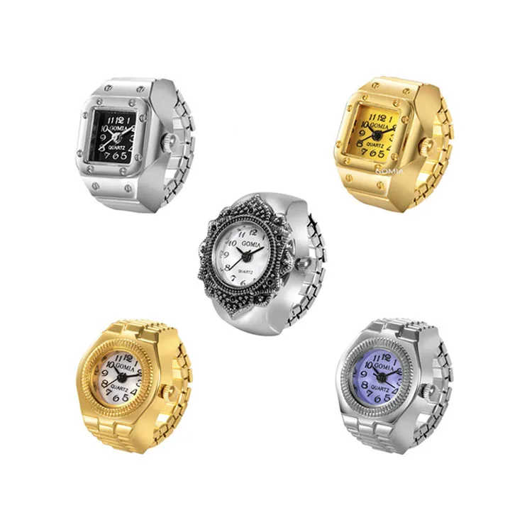 

Customizable Plated Jewelry Waterproof Gold Digits Mini Small Watches Ring Set for Women Finger Men