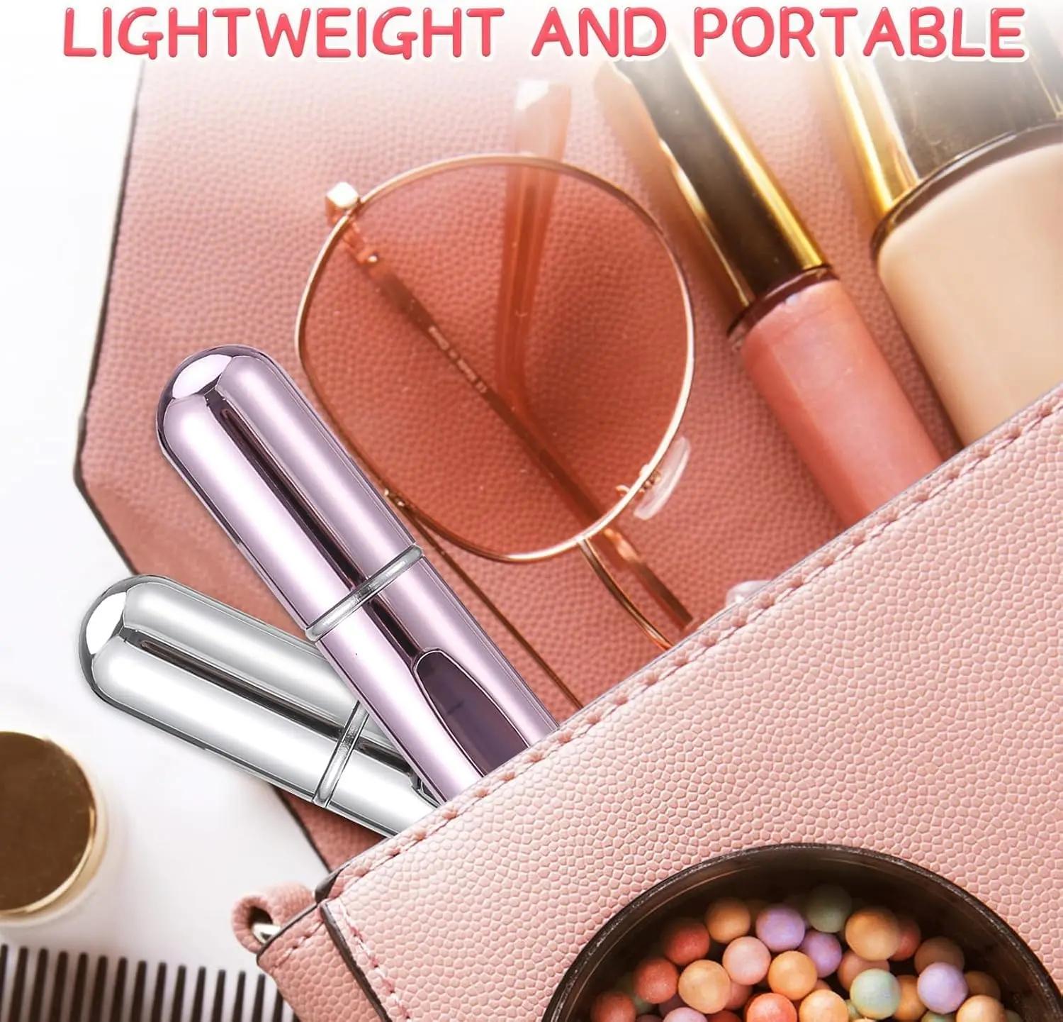 5Pcs 5ml Refillable Perfume Atomizer Bottles, Mini Portable Spray Scent Pump Bottle, Empty Cosmetic Container with Visual Window, Pocket Size Fragrance Vial for Travel Outdoor Use