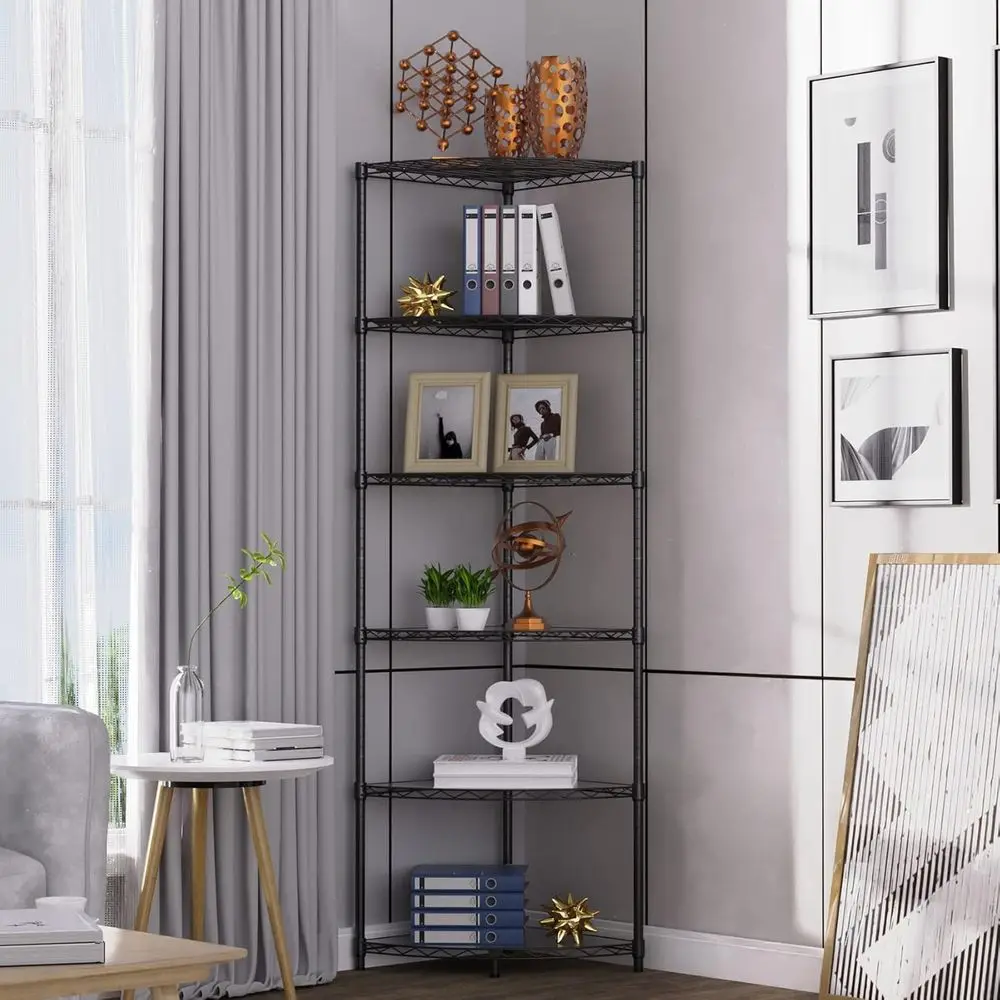 6-Tier Heavy-Duty Metal Shelving Unit - 420 lbs Capacity, Adjustable, with Leveling Feet & Waterproof Liners - Perfect for Garag