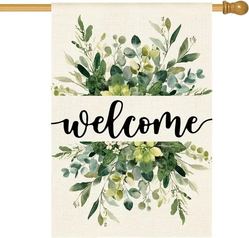 Spring Floral House Flag Mason Jar 28X40 Inch Double Sided Large Burlap Holiday HHJ LLG