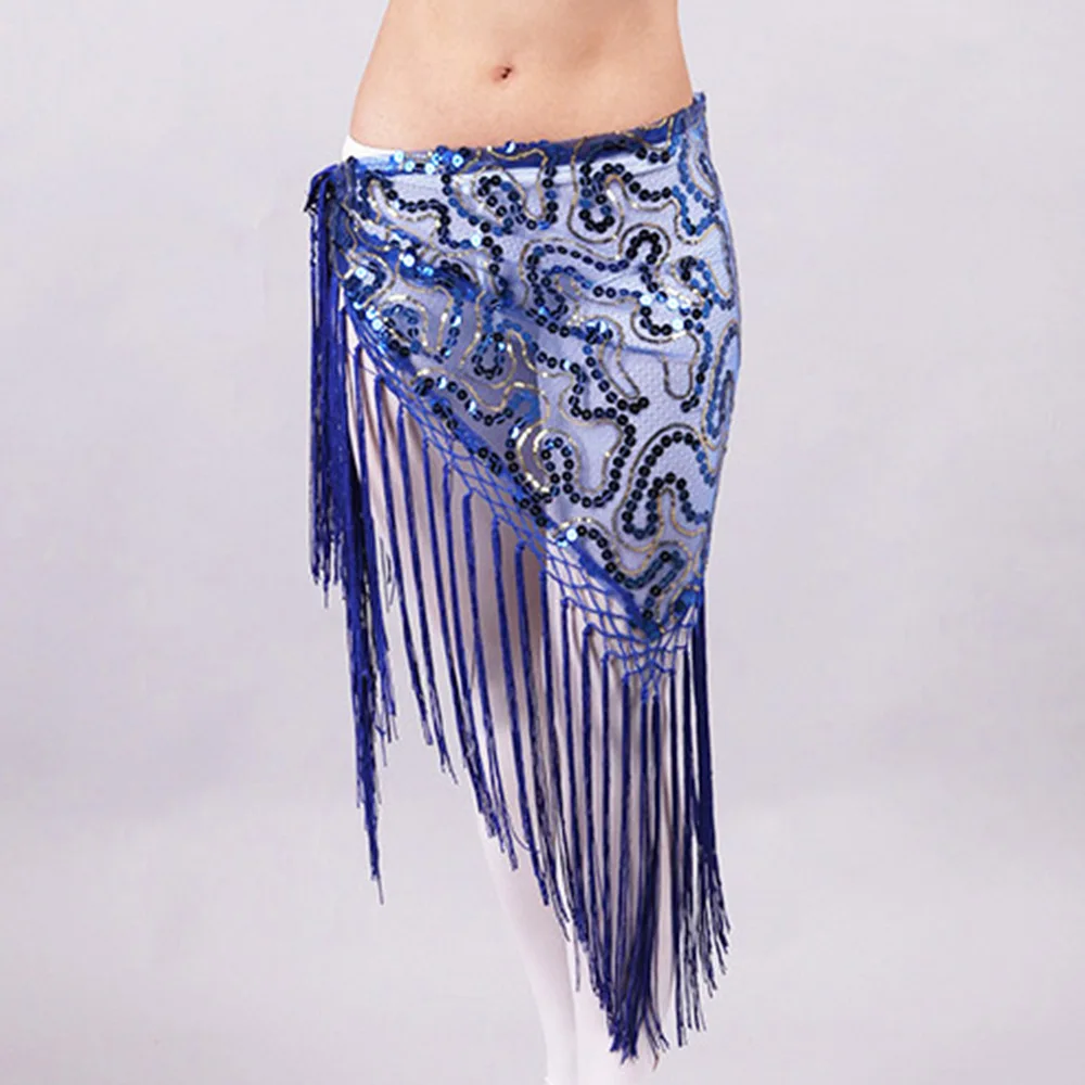 2024 new belly dance clothing Belly dance hip towel Indian dance waist chain dance dress sequin fringe triangle scarf