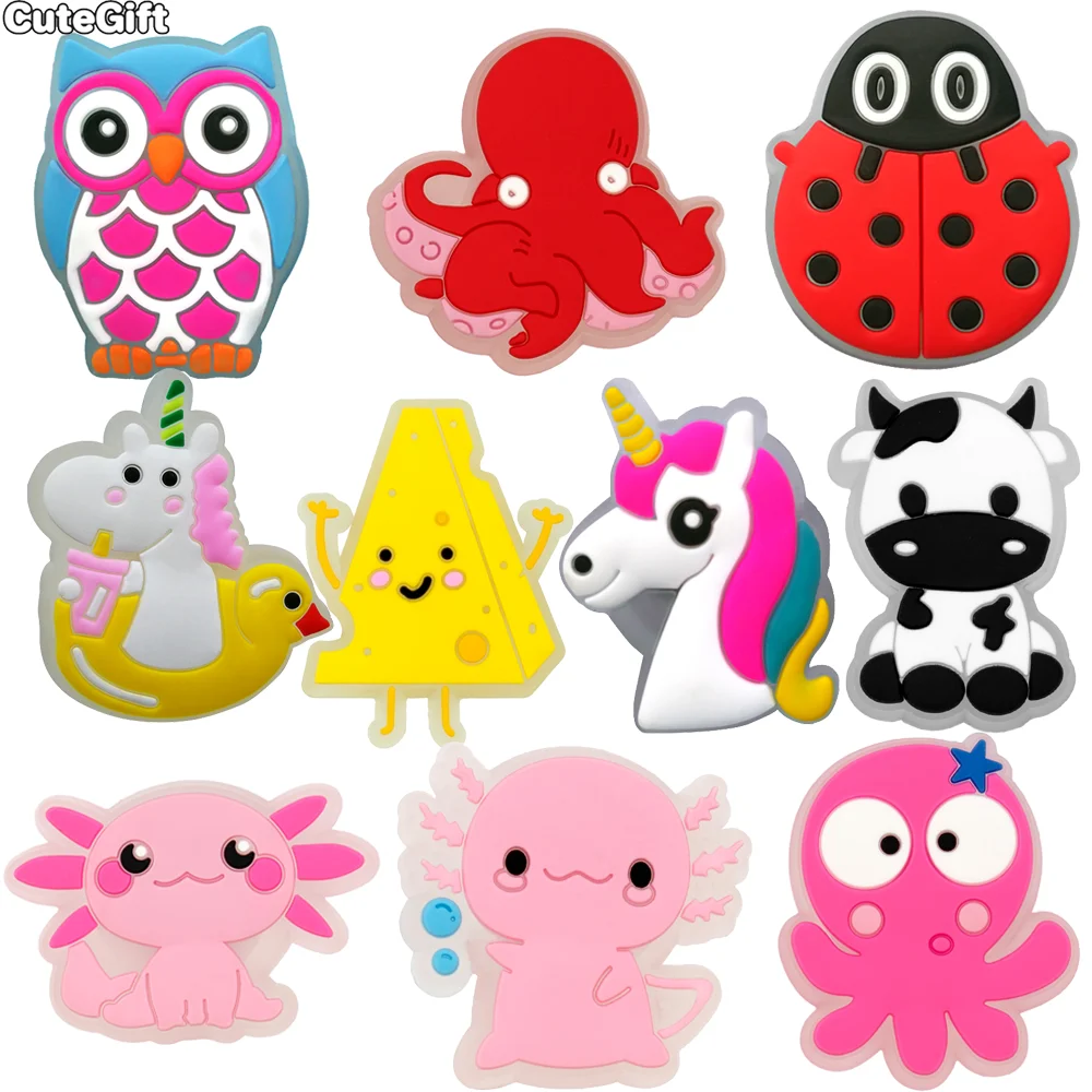 1PCS Animal LED Shoe Charms for Women, Cute Salamander Octopus Ladybug Shoe Decoration for Girls,Clog Buckle Accessory Pin Lifts