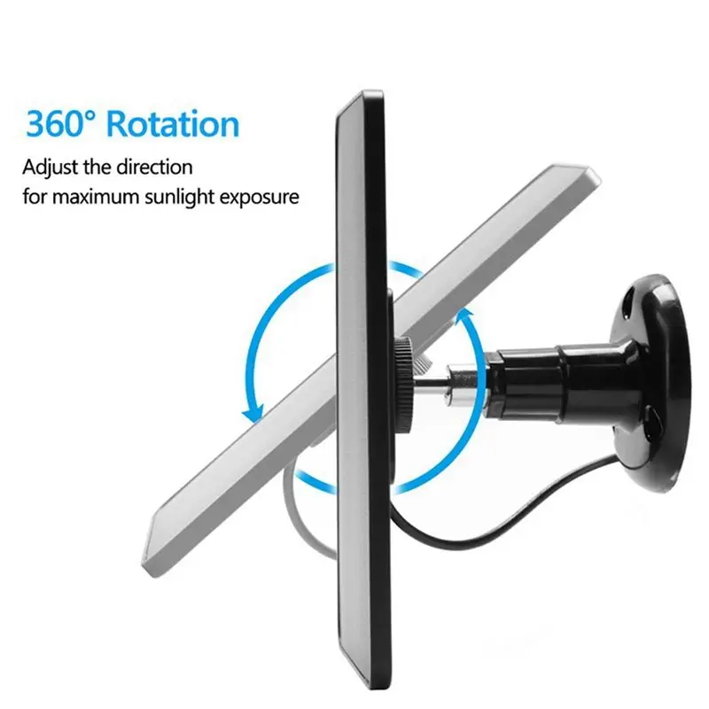 N84R 3X Waterproof 10W Solar Panel For Home Security Camera Solar Cells Powered With Charging Cable,Black