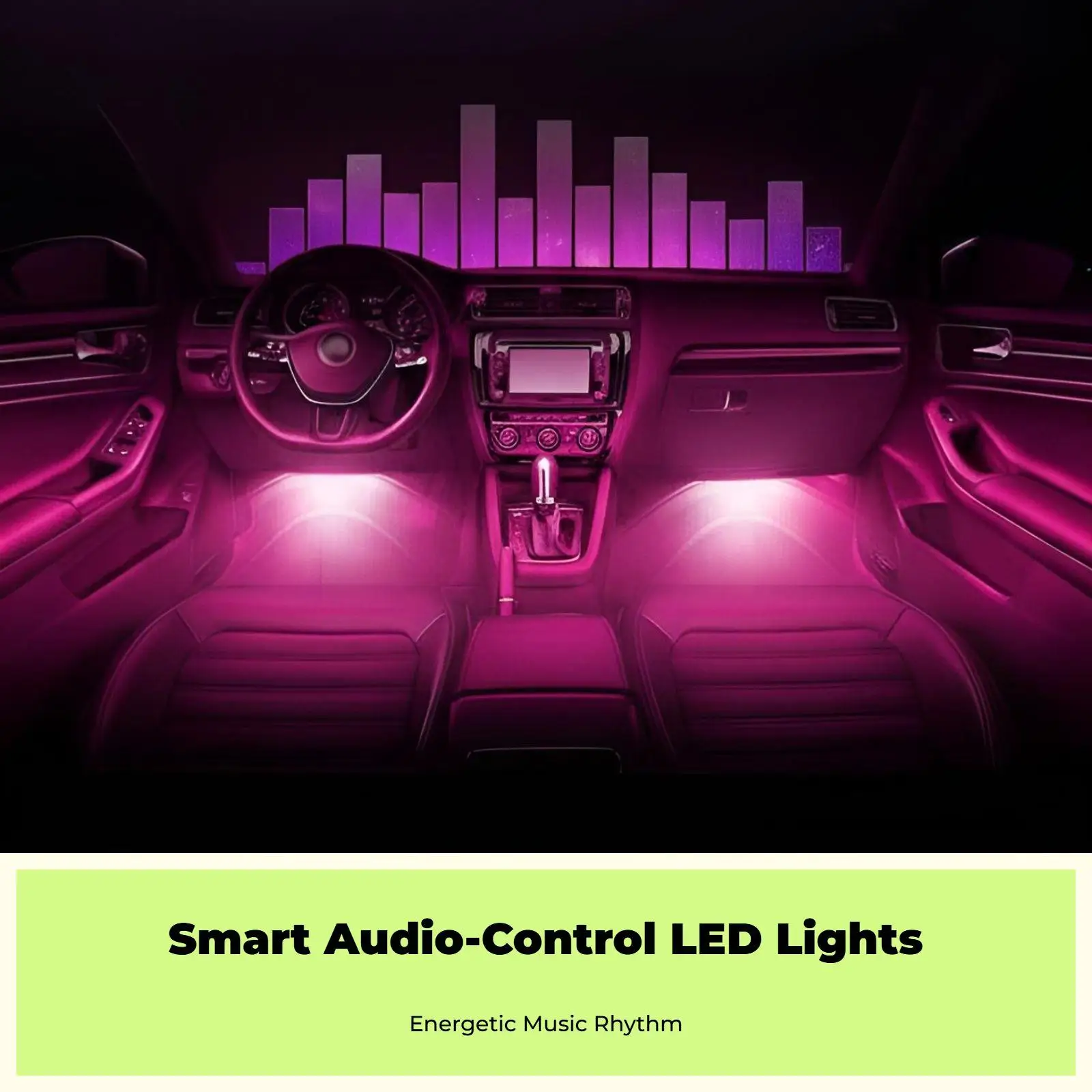 LED Car Light Interior Ambient Wireless Lighting Sound Controlled Modes Easy Install for Car Decor LED Car Light Interior Ambient Wireless Lighting Sound Controlled Modes Easy Install for Car Decor