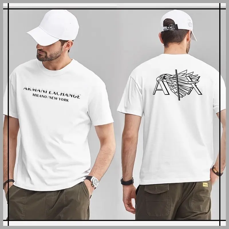 Parent-child clothing new men's AX t-shirt ea7 short-sleeved t-shirt men's crew neck cotton half-sleeved 2024 summer European