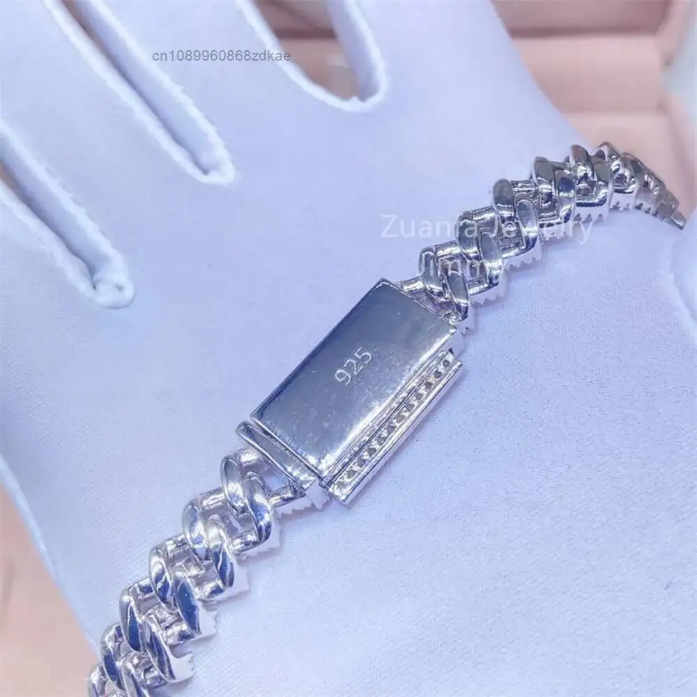 Luxury Custom Made Solid Back 10mm Width Fashion Necklace Jewelry S925 Pass Diamond Tester Flawless Moissanite Diamond Man Neckl