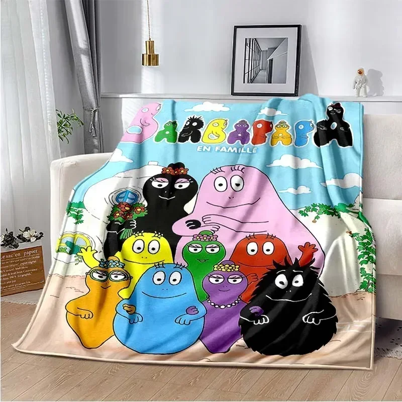 Cartoon Les Barbapapa Family Anime Throws Blanket for Baby Hiking Picnic Bed Super Soft Cute kawai Flannel Blanket birthday gift